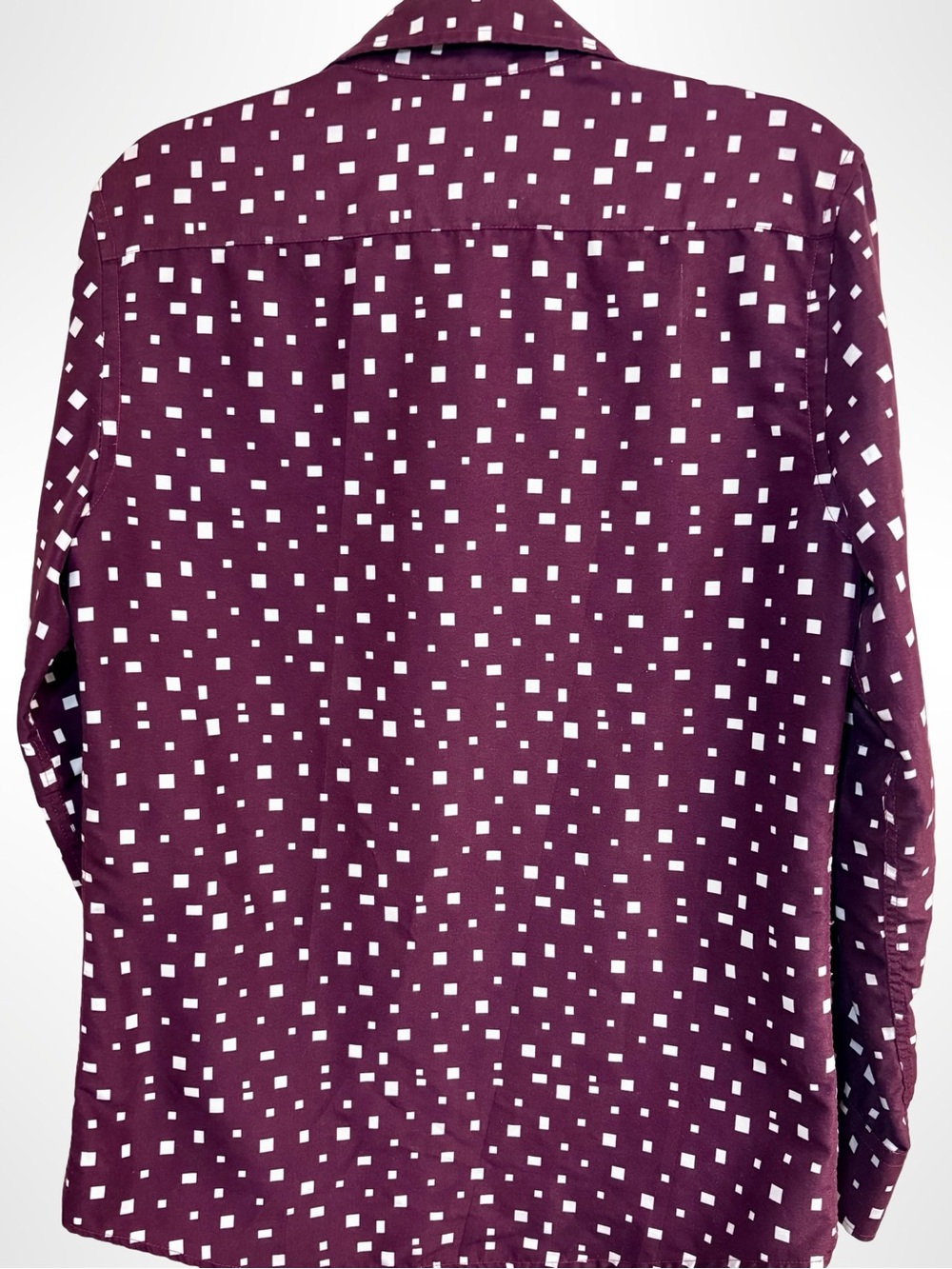 Suslo Couture Burgundy Square Print Slim Fit Shirt M - Picture 8 of 13